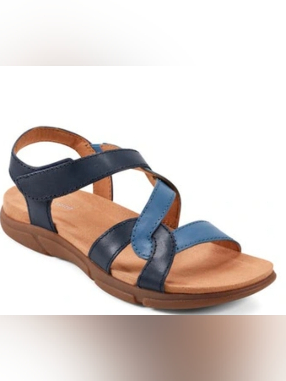 Easy Spirit Navy and Light Blue Cross-Strap Comfort Sandal